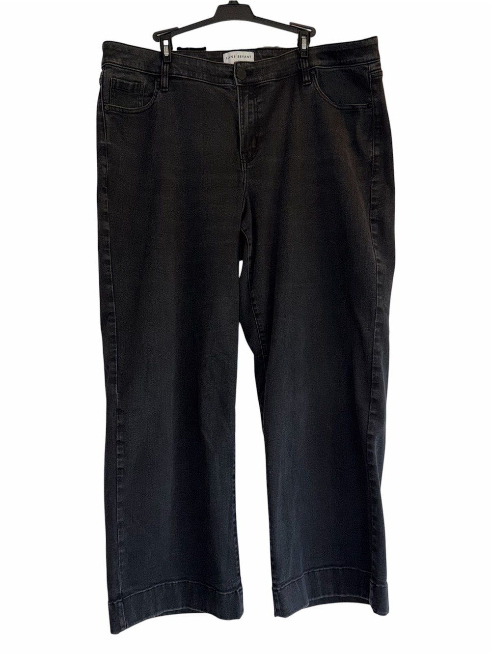 Lane Bryant Size 20 Signature Fit Wide Leg Jeans Black Flex Magic Waistband GUC